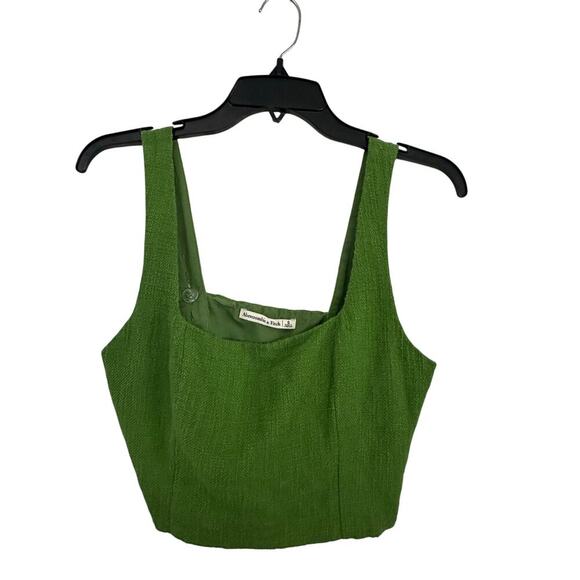 Abercrombie & Fitch Women's Green Cotton Blend Square Neck Tank Top Size Small - Picture 2 of 9
